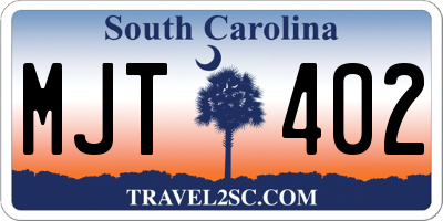 SC license plate MJT402