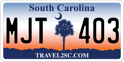 SC license plate MJT403
