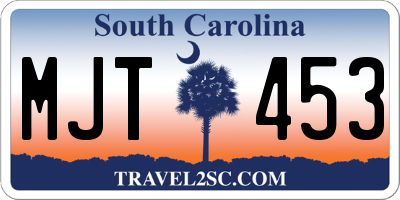 SC license plate MJT453