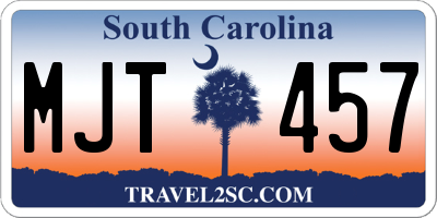 SC license plate MJT457