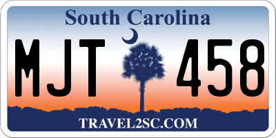 SC license plate MJT458