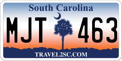 SC license plate MJT463