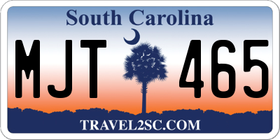 SC license plate MJT465