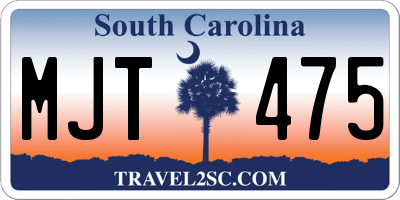 SC license plate MJT475