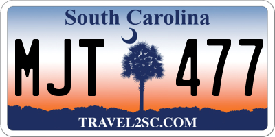 SC license plate MJT477