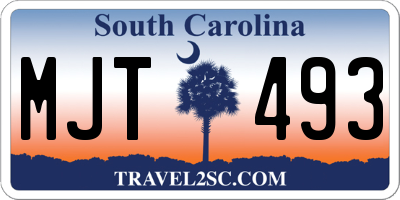 SC license plate MJT493