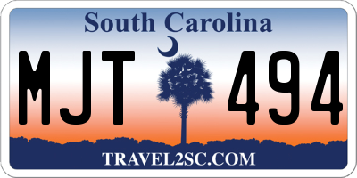 SC license plate MJT494