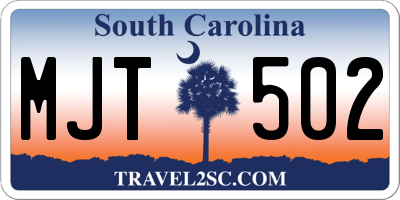 SC license plate MJT502