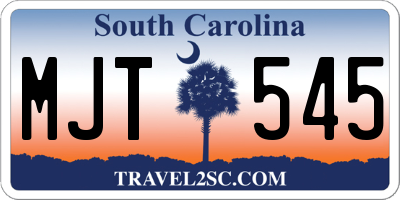 SC license plate MJT545