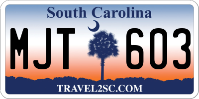 SC license plate MJT603
