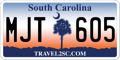 SC license plate MJT605