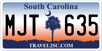 SC license plate MJT635