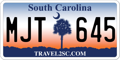 SC license plate MJT645