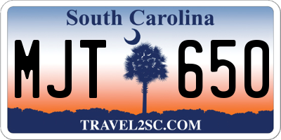 SC license plate MJT650