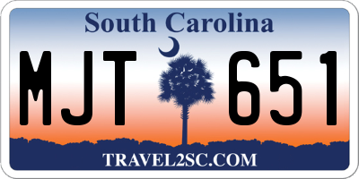 SC license plate MJT651