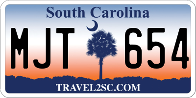 SC license plate MJT654
