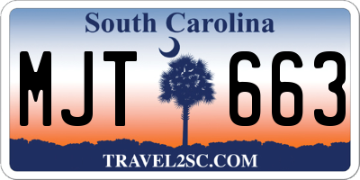 SC license plate MJT663