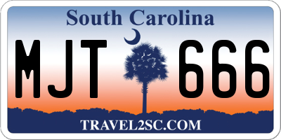 SC license plate MJT666