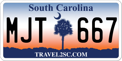 SC license plate MJT667