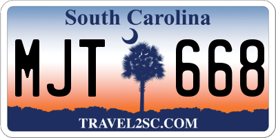 SC license plate MJT668