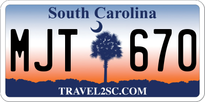 SC license plate MJT670