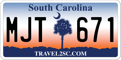 SC license plate MJT671