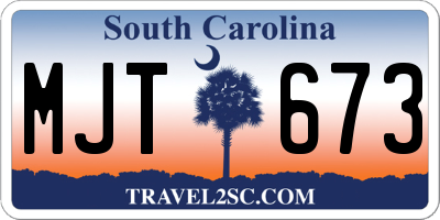 SC license plate MJT673