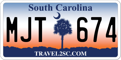 SC license plate MJT674