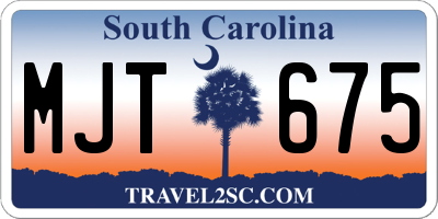 SC license plate MJT675