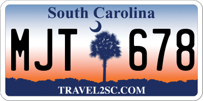 SC license plate MJT678