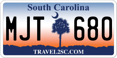 SC license plate MJT680