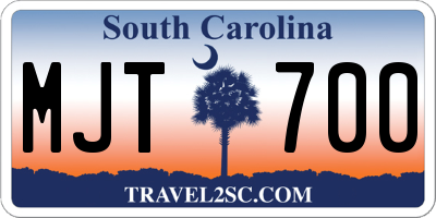 SC license plate MJT700