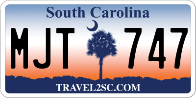 SC license plate MJT747