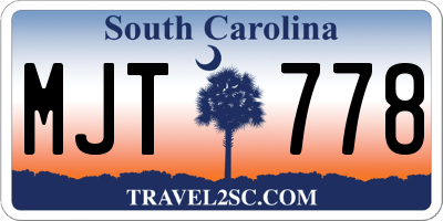 SC license plate MJT778