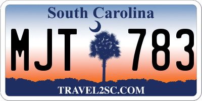 SC license plate MJT783