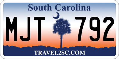SC license plate MJT792