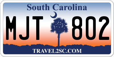 SC license plate MJT802