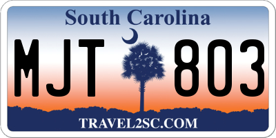 SC license plate MJT803