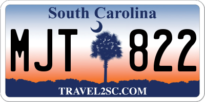 SC license plate MJT822