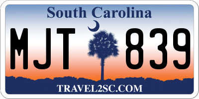 SC license plate MJT839