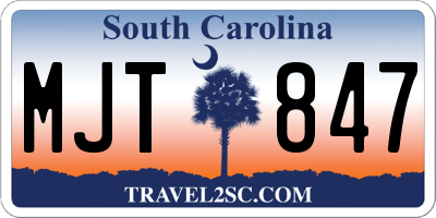 SC license plate MJT847