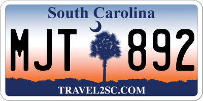 SC license plate MJT892