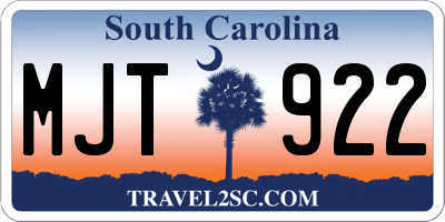 SC license plate MJT922