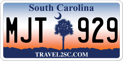 SC license plate MJT929