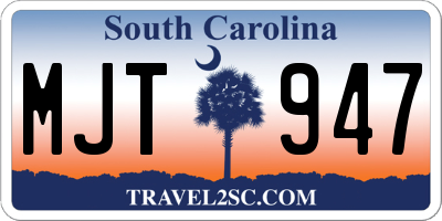SC license plate MJT947