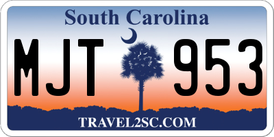 SC license plate MJT953