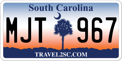 SC license plate MJT967