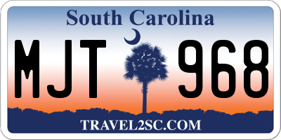 SC license plate MJT968