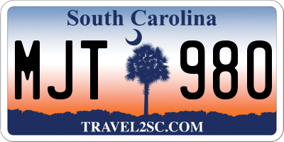 SC license plate MJT980