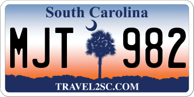 SC license plate MJT982